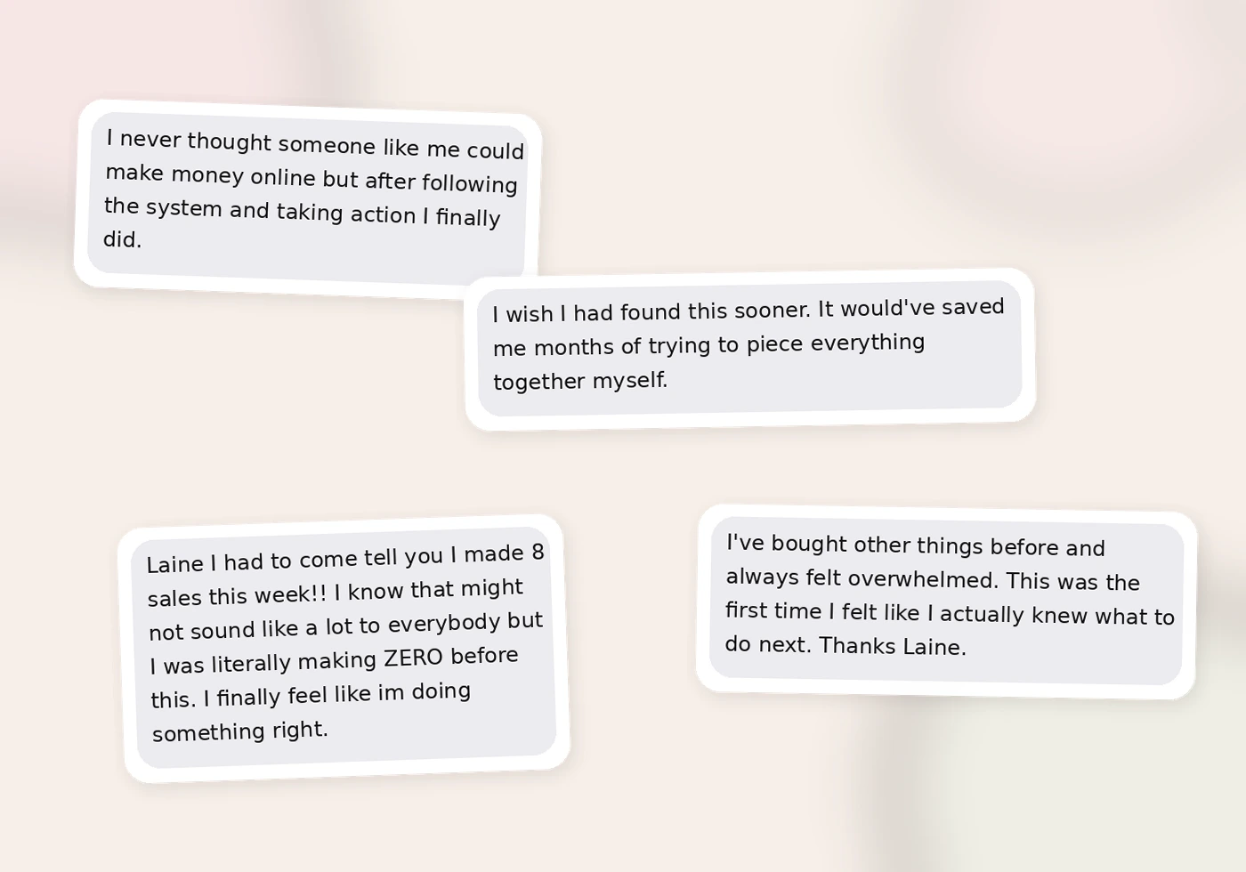 Customer feedback screenshots